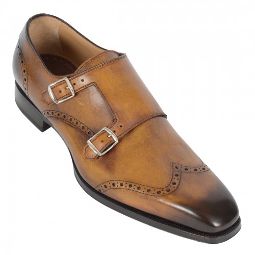 DI BIANCO Leather Wing Tip Double Monkstrap 