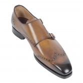 DI BIANCO Leather Wing Tip Double Monkstrap 